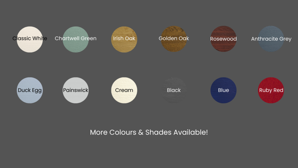 a graphic of different colours and finishes that our windows and doors come in