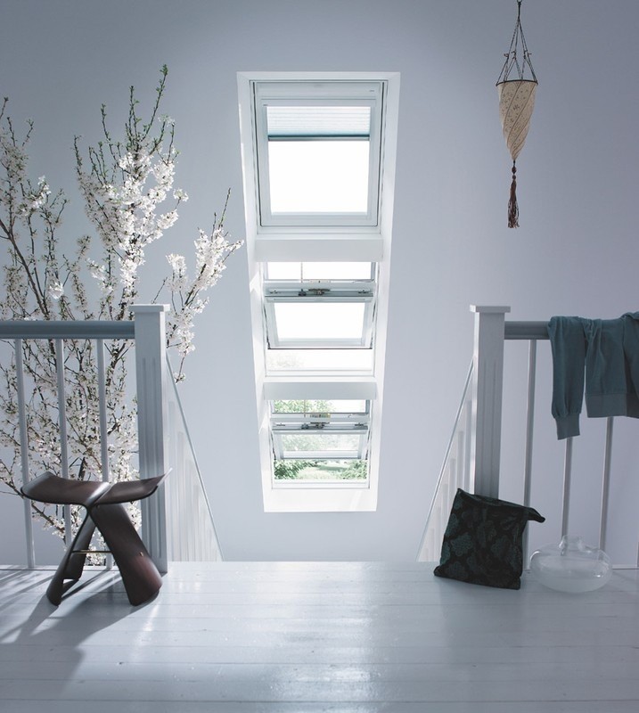 Velux windows in a hallway above a staircase